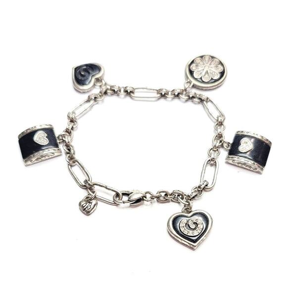 Brighton Charm Bracelet Sterling Silver Tone with Enamel & Crystal Accents - Picture 1 of 3